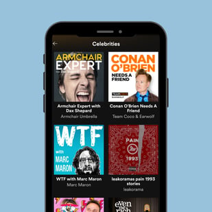 Celebrity podcasts on mobile phon